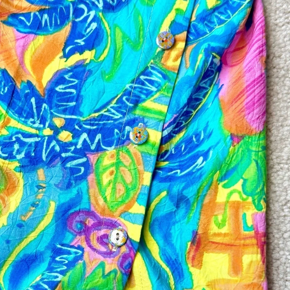 Xtreme Island Design Tropical Maxi Shift Dress Short Sleeve Pockets Large - Picture 4 of 11
